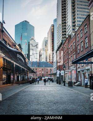 Fulton Street, Finanzviertel, Manhattan, New York City Stockfoto