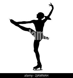 Junge Mädchen Figur Skater schwarz Silhouette Stockfoto