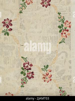 Fragment des Seidengewebes Bunte Blütensprays in Netzzusammensetzung unbekannt Stockfoto