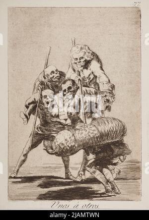 Unos A otros /Was einer mit dem anderen macht; Tafel Nr. 77 aus: „Los Caprichos“ Caprices, hrsg. II, Madrid ca. 1855 Goya, Francisco de (1746 1828) Stockfoto