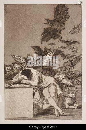 Der Traum von und die Vernunft produziert Monster /der Schlaf der Vernunft produziert Dämonen; Vorstand Nr. 43 aus: Los Caprichos Caprices, Hrsg. II, Madrid CA. 1855 Goya, Francisco de (1746 1828) Stockfoto