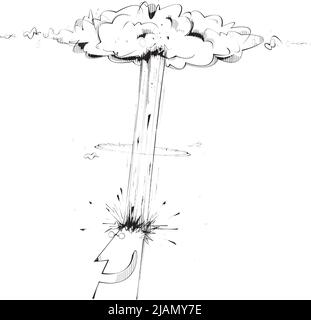 Der Mensch hat eine Idee und sein Kopf explodiert Stock Vektor