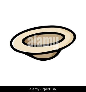 Handgezeichnete Doodle-Teller-Illustration. Beige Platte isoliert auf weißem Hintergrund. Gemütliche Küchenutensilien, Geschirr, Geschirr für Lebensmittel, Teller, Serv Stock Vektor