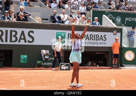 Paris, Frankreich. 31.. Mai 2022. Coco Gauff spielt während der French Open Tennis Roland Garros 2022 am 31. Mai 2022 in Paris, Frankreich. Foto von Nasser Berzane/ABACAPRESS.COM Quelle: Abaca Press/Alamy Live News Stockfoto