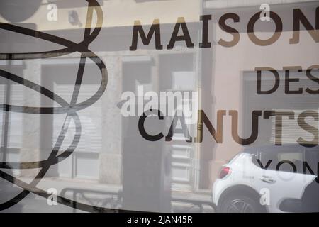 La Maison des Canuts - Arbeiterhaus Silks, Bezirk Croix-Rousse, Lyon, Region Auvergne Rhone-Alpen, Zentralfrankreich Stockfoto