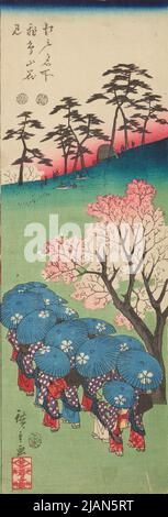 Blumenbesichtigung auf dem Berg Asukayama /Asukayama hanami, aus der Serie: Berühmte Ansichten von Edo /Edo meisho Stockfoto