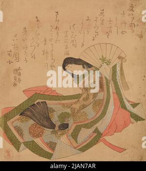 Lady in Waiting with a Fan Kunisada, UTAGAWA (1786 1864) Stockfoto