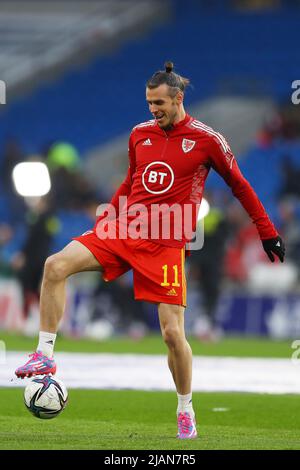 Gareth Bale aus Wales in Aktion vor dem Spiel. Wales gegen die Tschechische Republik, internationales Fußballfreundschaftsspiel für den DEC Ukraine Humanitarian Appeasa Stockfoto