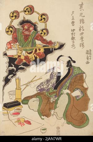 Der Schauspieler Nakamura Utaemon als Maler und der gott des Donners Kunisada, UTAGAWA (1786 1864) Stockfoto