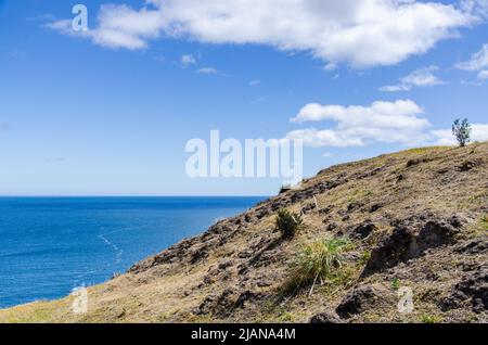 Landschaftsaufnahme des Flusses Valdivia aus Niebla, Los Rios, Chile Stockfoto