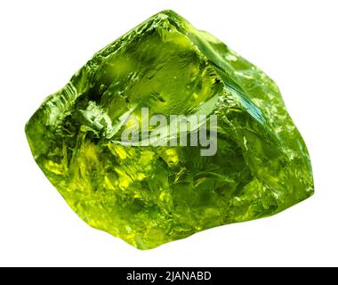 Emerald Edelstein Mineral. Grüner Edelstein aus kostbarem Stein isoliert auf weißem Hintergrund. Transparent glänzend roh brillant Edelstein Stockfoto