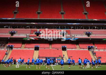 London, Großbritannien. 31.. Mai 2022. Italienische Spieler trainieren im Wembley-Stadion. Training der italienischen Mannschaft im Wembley-Stadion am 31.. Mai 2022 vor dem Spiel Finalissima 2022, Italien gegen Argentinien morgen in London. Nur zur redaktionellen Verwendung. PIC by Steffan Bowen/Andrew Orchard Sports Photography/Alamy Live News Credit: Andrew Orchard Sports Photography/Alamy Live News Stockfoto