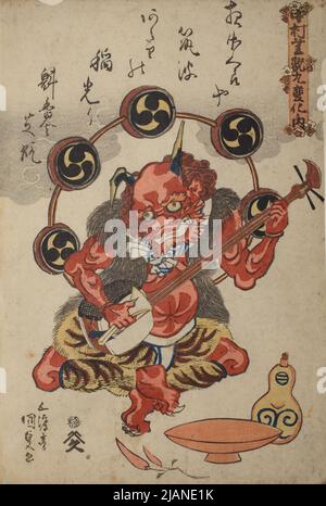 Der Schauspieler Nakamura Utaemon in der Rolle von Raiden, dem gott des Donners Kunisada, UTAGAWA (1786 1864) Stockfoto