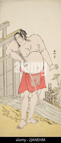 Der Schauspieler Schauspieler Ichikawa Monnosuke II, der neben der Locka-Schleuse Katsukawa steht, shunko (1743 1812) Stockfoto