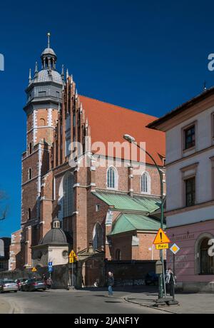 Kirche von Fronleichnam - römisch-katholisch gotische Basilika des Lateran regelmäßige Kanonen, ul. Fronleichnam 26 in Krakau in Kazimierz. Stockfoto