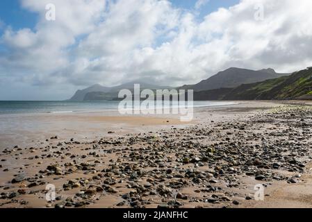 Schöner Beat in Nefyn im Norden der Lleyn Peninsula in Nordwales. Stockfoto