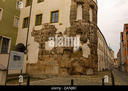 porta praetoria in Regensburg eines von zwei nur noch verbliebenen römischen Toren nördlich der Alpen Stockfoto