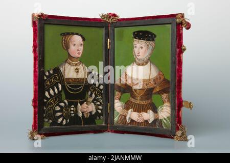 Diptychon mit Porträts der Ehefrauen von König Sigismund II. Augustus (1520–1572): Elisabeth von Österreich (1526–1545) und Barbara Radziwiłł (1520 oder 1523–1551) unbekannt Stockfoto