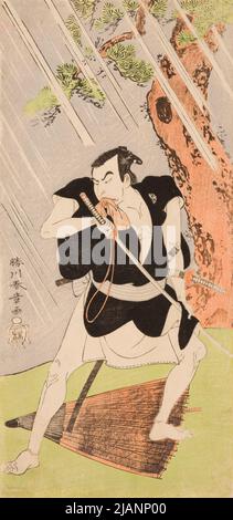 Porträt des Schauspielers Nakamura Nakazo, der sein Schwert mit einer Kimonoklappe abwischt Katsukawa, shunsho (1726 1792) Stockfoto