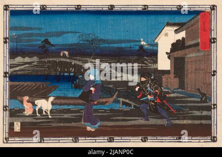 Eine der ronins, die O Sono folgt, um ihr die Haare zu schneiden, Szene aus dem Akt des Dramas von 10.: Treasury of FideIIty /Chishingura HIROSHIGE, Ichiryusai (1797 1858) Stockfoto