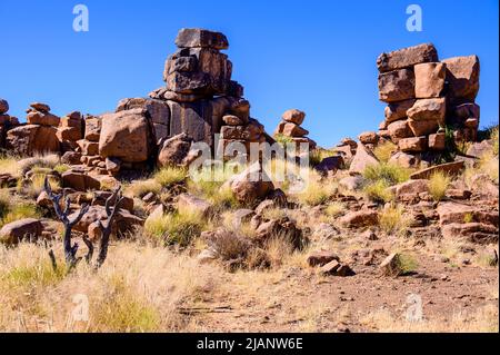 Spielplatz, ein natürlicher Steingarten in Keetmanshoop, Namibia des Riesen. Stockfoto