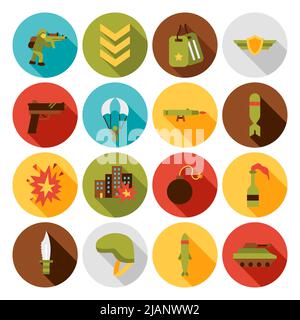 Flache Symbole Der Kriegsarmee Stock Vektor