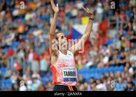 Ostrava, Tschechische Republik. 31.. Mai 2022. GIANMARCO TAMBERI aus Italien tritt beim World Athletics Continental Tour Golden Spike Event in Ostrava in der Tschechischen Republik gegen die Pole Vault Men an. (Bild: © Slavek Ruta/ZUMA Press Wire) Stockfoto