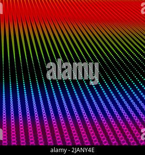 Abstrakter Regenbogen-Hintergrund mit welligen Bokeh-Punkten. 3D Abbildung Stockfoto