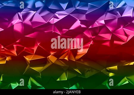 Abstrakt rainbow Triangles low poly facet background, 3D Render Illustration Stockfoto