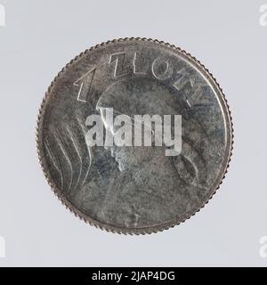 Polnische Republik (1923–1939), 1 Zloty, Paris; 1924 Münzstätte von Paris, Breyer, Tadeusz (1874 1952) Stockfoto