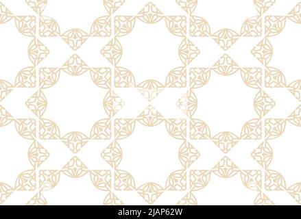 Abstraktes Nahtmuster. Mosaik floralen diagonalen Fliesen ornamentalen Hintergrund. Muslimische Linienornament im arabischen Orient-Stil Stock Vektor