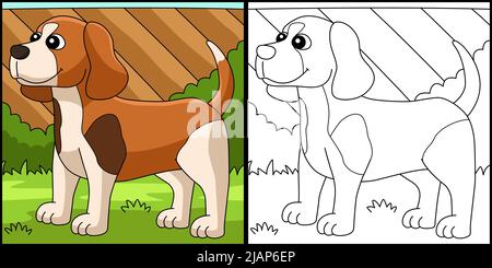 Beagle Dog Coloring Page Farbige Illustration Stock Vektor