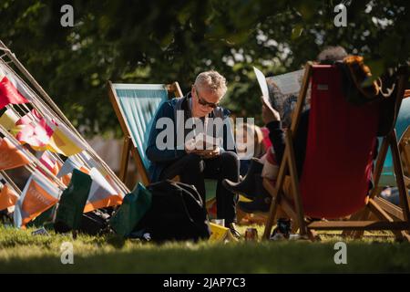 Hay-on-Wye, Wales, Großbritannien. 31.. Mai 2022. Allgemeine Atmosphäre des Hay Festival 2022 in Wales. Quelle: Sam Hardwick/Alamy. Stockfoto