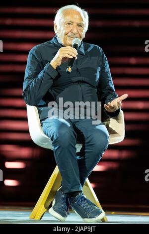 Verona, Italien 11. September 2020. Der berühmteste italienische Lyriker Mogol alias Giulio Rapetti Mogol während seines Live-Vors in der Arena di Verona. Stockfoto