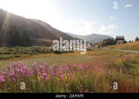 Refuge Napoléon Face au lac au Col de Vars, Hautes-Alpes Stockfoto