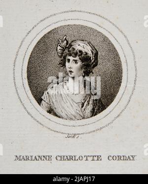 Marie Anne Charlotte de Corday d'Armont (1768 1793) MORDERCZYNI Jean Paula Marata. Sardisch Stockfoto