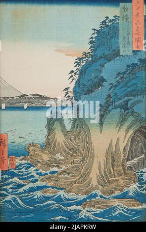 Grotten auf der Insel Enoshima in der Provinz Sagami / Sagami Enoshima IWAY no Kuchi, Tafel 15. Aus der Serie: Ansichten berühmter Orte in sechzig verschiedenen Provinzen / Jahr von Yoshu Meisho zue HIROSHIGE, UTAGAWA (1797 1858) Stockfoto