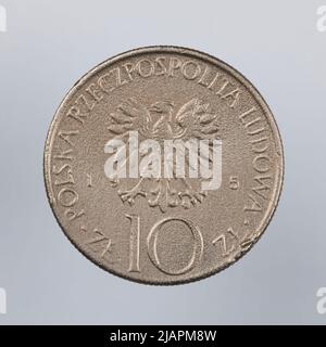 Falsche Münze, 10 Zlotys, 1975, VolksrepubliIIc von Polen Stockfoto