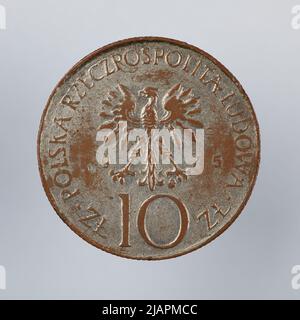 Falsche Münze, 10 Zlotys, 1975, VolksrepubliIIc von Polen Stockfoto