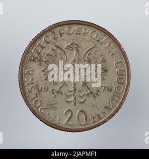 Falsche Münze, 20 Zlotys, 1976, VolksrepubliIIc von Polen Stockfoto