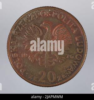 Falsche Münze, 20 Zlotys, 1976, VolksrepubliIIc von Polen Stockfoto