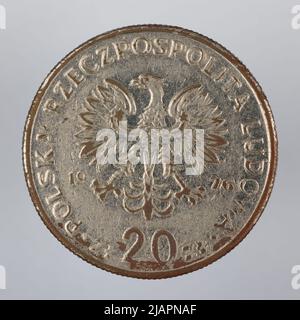 Falsche Münze, 20 Zlotys, 1976, VolksrepubliIIc von Polen Stockfoto