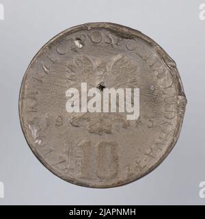 Falsche Münze, 10 Zlotys, 1975, VolksrepubliIIc von Polen Stockfoto