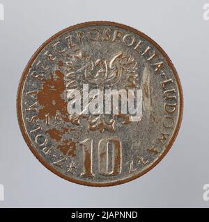 Falsche Münze, 10 Zlotys, 1975, VolksrepubliIIc von Polen Stockfoto