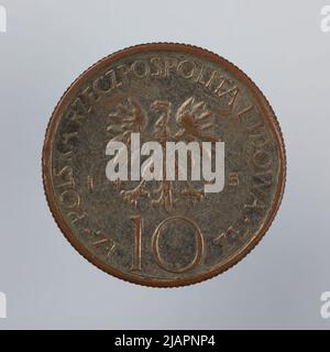 Falsche Münze, 10 Zlotys, 1975, VolksrepubliIIc von Polen Stockfoto