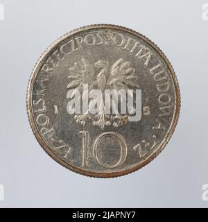 Falsche Münze, 10 Zlotys, 1975, VolksrepubliIIc von Polen Stockfoto