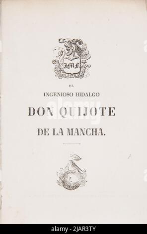 ZWEI Ornamente auf der Titelseite und dem Band der Miniaturausgabe: Der englische Kehlkopf Don Quixote vom Mancha Stalker, E. (fl. 1801 1833) Stockfoto