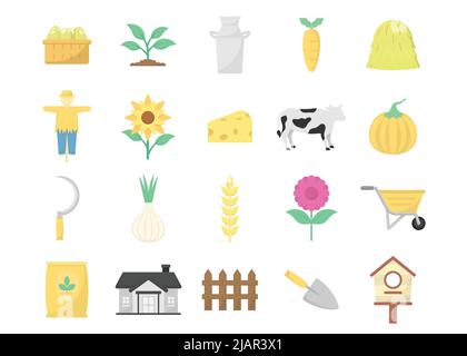 Farming Icon Set Design Template Vektorgrafik Stock Vektor