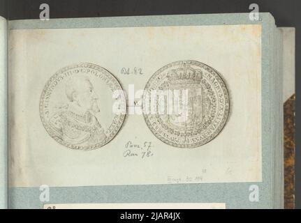 Bild der Münze: 100 Krondukaten von Zygmunt III Vasa, Silberdrucke, in: Sammleralbum: Figuren polnischer Medaillen zum Werk von X.B. Albertrande: Polnische Geschichte mit zertifizierten Medaillen. Erstellt von Prinz Henryk Lubomirski 1822 1830 geordnet nach der Liste der polnischen Medaillen von Feliks Bentkowski 1832 (Pos. 78) unbekannt, Geiger, Andreas (1765 1856) Stockfoto