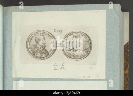 Bild des Prunkwerks von 30 Gdańsk Donatva Zygmunt III Vasa, Silberdrucke, in: Sammleralbum: Figuren polnischer Medaillen zum Werk von X.B. Albertrande: Polnische Geschichte mit Medaillen zertifiziert. Erstellt von Prinz Henryk Lubomirski 1822 1830 geordnet nach der Liste der polnischen Medaillen von Feliks Bentkowski 1832 (Pos. 72) unbekannt, Geiger, Andreas (1765 1856), Ammon (Amman), Samuel (1590 1622) Stockfoto